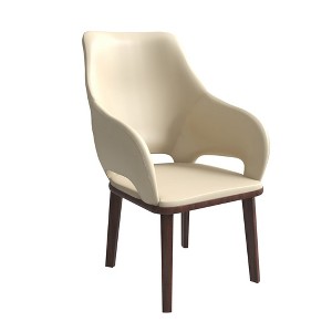 Leather Dining Chair with Rubberwood Base and Padded Seat and Back Vivara Collection - 1 of 4