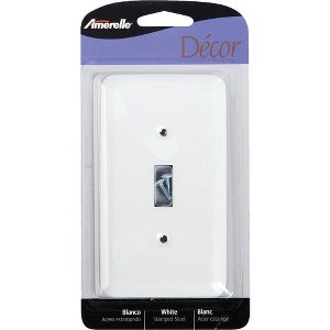 Amerelle 1-Gang Stamped Steel Toggle Switch Wall Plate, White - 1 of 1