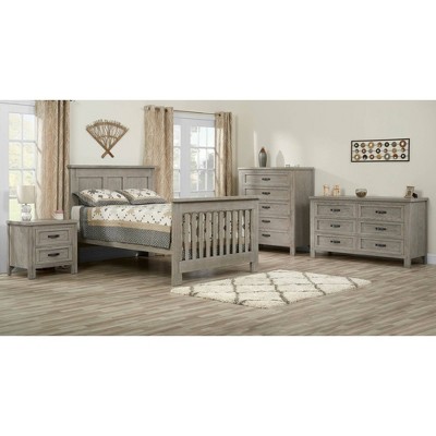 Oak Gray 4-in-1 Convertible Crib with Rustic Wainscoting