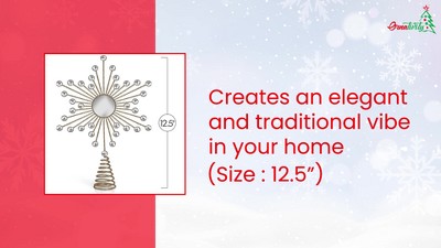 Gold Glitter Metal Wire Star Tree Topper with Silver Gems