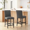 Fabric Button Tufted Back Counter Stools Set of 2,Upholstered High Back Counter Stools with Footrest,Kitchen Island Stools-Cuddlewood - 2 of 4