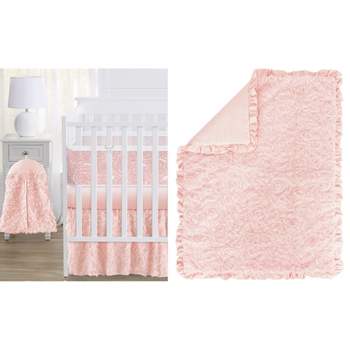 Sweet Jojo Designs Girl Crib Bedding + BreathableBaby Breathable Mesh Liner Rose Pink 6pc