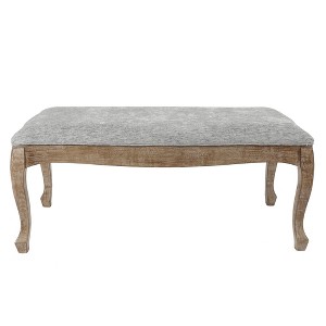 LuxenHome Upholstered Gray Linen Entryway and Bedroom Bench - 1 of 4