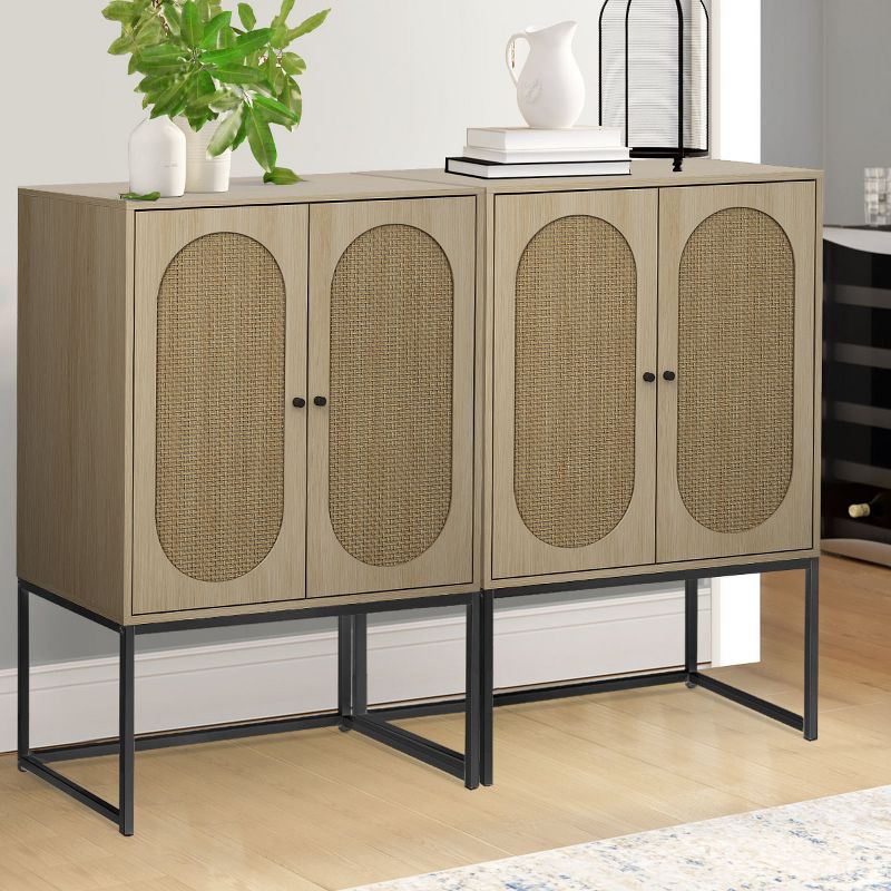 Arina Natural Rattan 2 Door High Accent Cabinet with Adjustable Shelf - Maison Boucle, 4 of 8