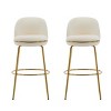 Set of 2 Bar Stools with Gold Metal Frame, Upholstered Round Seat and Low Back for Kitchen Island or Home Bar-The Pop Home - 2 of 4