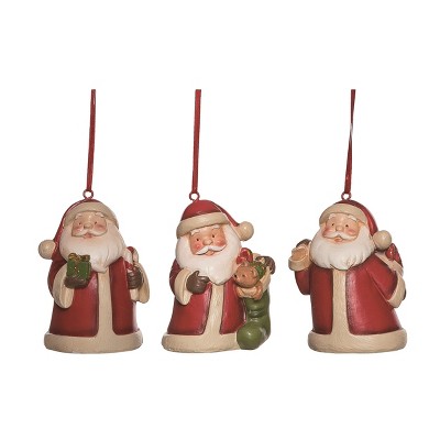 Transpac Resin Chunky Santa Ornament Set of 3 Christmas Home Decorations
