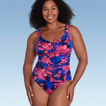 Beach Bump™ Plus Size Smocked Waist Maternity One Piece Swimsuit Upf 5 -  Motherhood