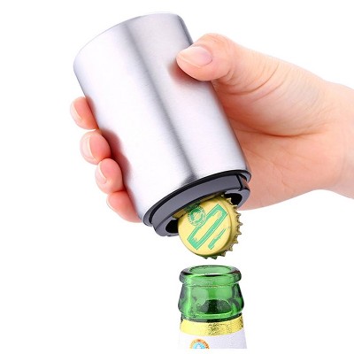 Magnetic Automatic Bottle Cap Opener Stainless Steel Push Down Bottle Opener Kitchen Gadgets
