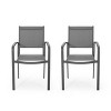 Gulches Outdoor Modern Aluminum Dining Chair with Mesh Seat (Set of 2), Gun Metal Gray and Dark Gray - 3 of 4