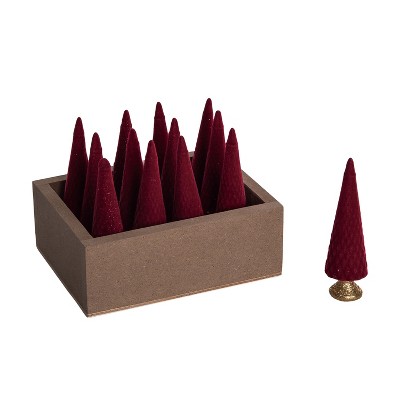 Transpac Resin Mini Flocked Red Tree Decorative Sculpture 12 Inch Indoor Christmas Tabletop Decoration Gift Giving and Hostess Gifts  Spot or Wipe