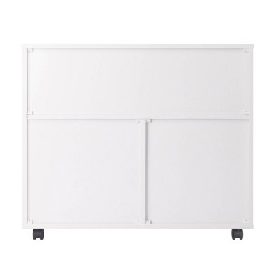Modern White Composite Wood Mobile Storage Cabinet with 5 Drawers