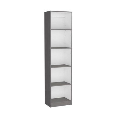 OUTSUPPLY Compact 5-Shelf Bookshelf for Small Rooms, Hallways & Apartments, Sturdy Manufactured Wood Bookcase