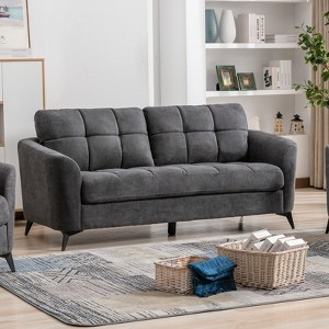 Callie 79" Gray Woven Polyester Sofa - 1 of 4
