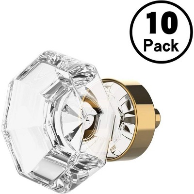 attop 10 Pack Clear Crystal with Gold Cabinet Knobs