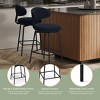 WestinTrends Alexandria Modern Upholstered Faux Shearling Fabric Counter Height Bar Stools with Back (Set of 2), Navy Blue - 4 of 4