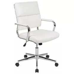 Emma and Oliver Mid-Back White LeatherSoft Contemporary Panel Executive Swivel Office Chair