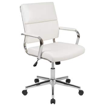 Merrick Lane Ergonomic Swivel Office Chair Panel Style Mid-Back Computer Desk Chair with Padded Metal Arms & Base