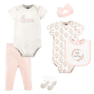 Hudson Baby Infant Girl Cotton Layette Set, Pink Taupe Darling - 1 of 4