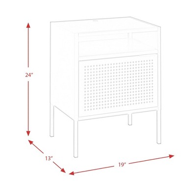 Gemma Black Metal Nightstand with USB Port and Open Shelf