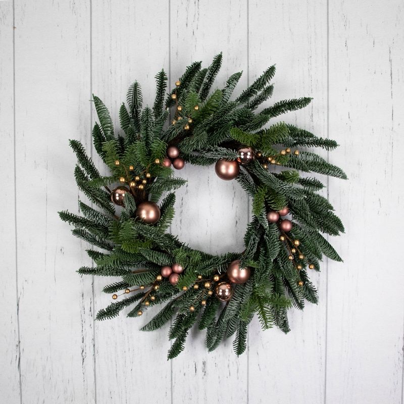 Northlight Rose Gold Ball Ornaments Artificial Christmas Wreath, 28-Inch, Unlit, 2 of 7