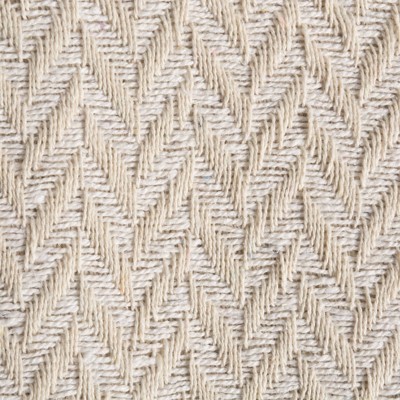 Natural Cotton Zig-Zag Throw Blanket with Fringe