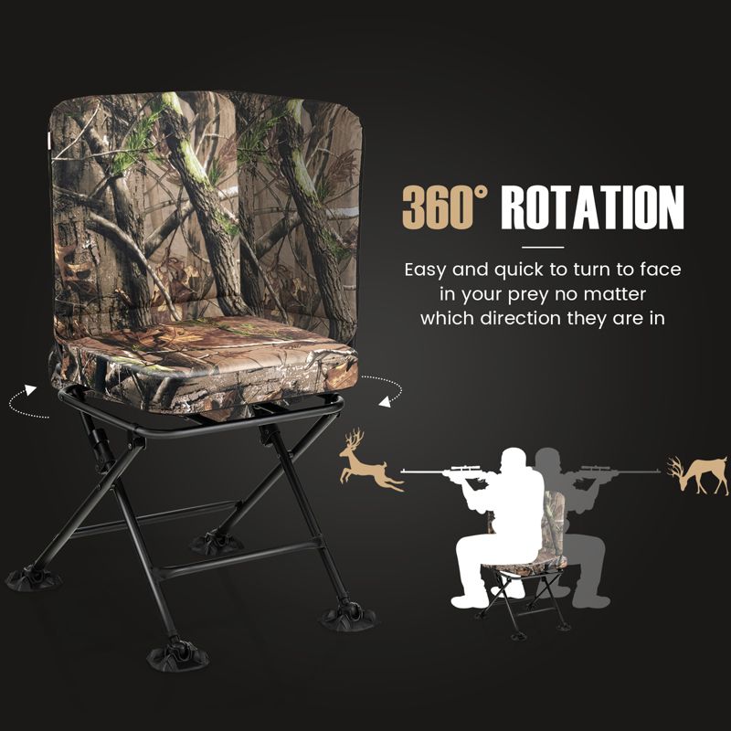 Tangkula 360-degree Swivel Hunting Chair Camouflage Hunting Seat with Ergonomic Backrest Soft Padded Cushion & Non-slip Foot Pads, 4 of 11