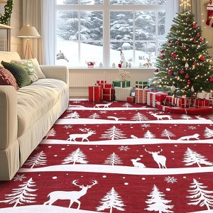 Runner Rug, Washable Rug for Home Decor, Soft Low Pile Christmas Rugs with Xmas Tree - 1 of 4