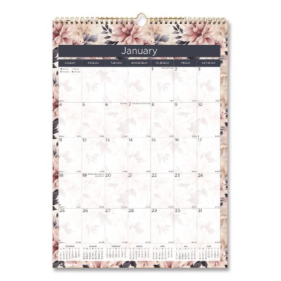 Rediform Office Products Colorful Wall Calendar 12-Month January 2026 to December 2026 Floral Artwork White Sheets 12 x 17