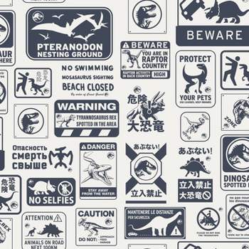Jurassic World Dominion Signs Peel and Stick Kids' Wallpaper Tan/Blue - RoomMates