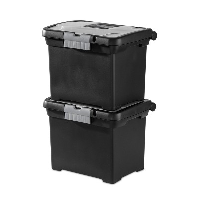 Sterilite Black Plastic Portable File Box with Clear Lid