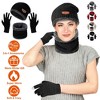 NPolar Winter Knitted Hat Scarf Gloves 3Pcs Winter Warm Beanie and Touch Screen Gloves Scarf Set for Men Women - 3 of 4