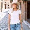 Amaryllis Women's Short-Sleeve Casual Crew Neck Trim Detail White Tee Soft Breathable Modal - 4 of 4