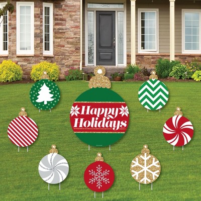 Big Dot of Happiness Ornaments - Yard Sign and Outdoor Lawn Decorations - Holiday and Christmas Party Yard Signs - Set of 8