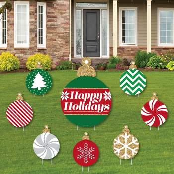 Big Dot of Happiness Ornaments - Yard Sign and Outdoor Lawn Decorations - Holiday and Christmas Party Yard Signs - Set of 8