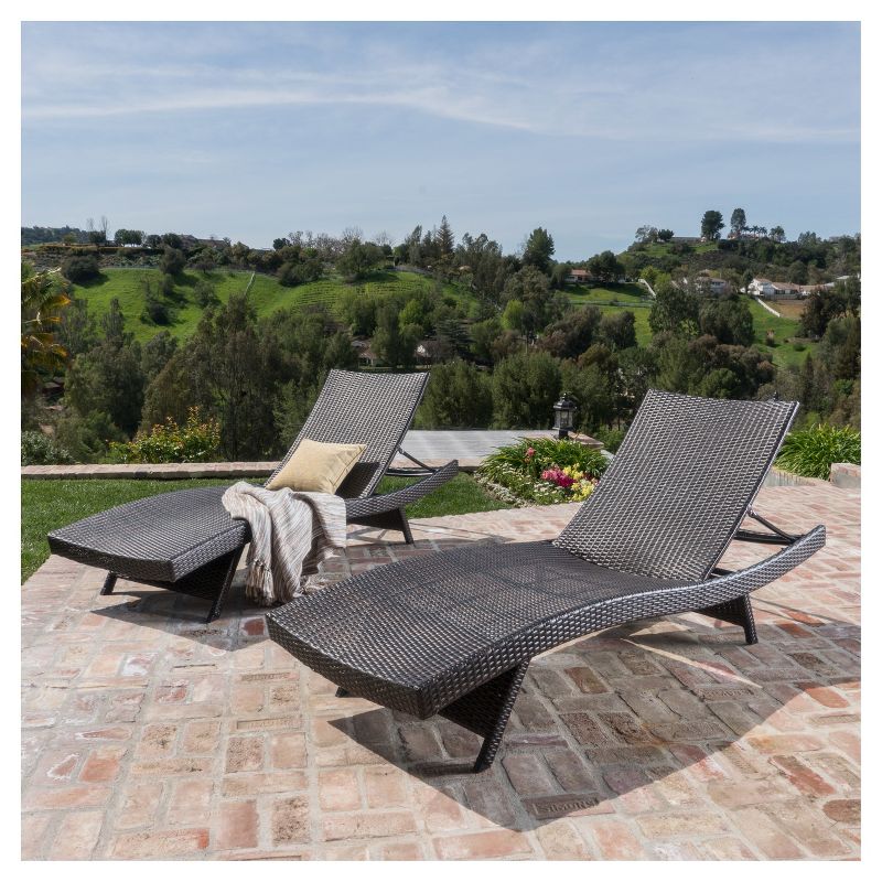 Salem 2pk Wicker Adjustable Chaise Lounge Chair - Brown - Christopher Knight Home, 3 of 6