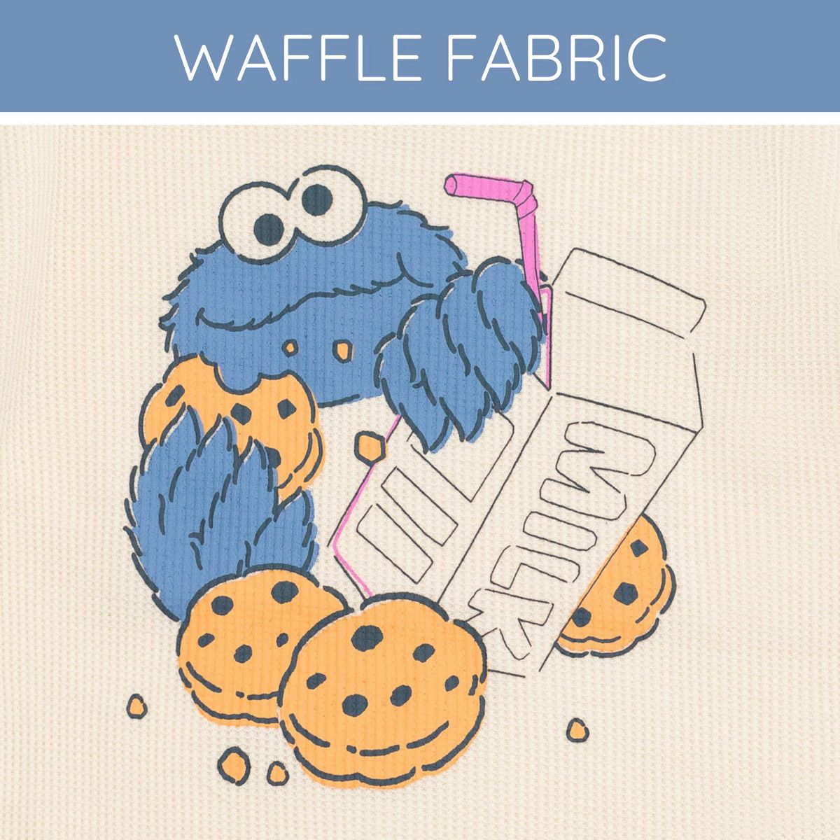 Sesame Street Cookie Monster Waffle Knit T-Shirt Shorts Outfit Set Toddler - thumbnail 6