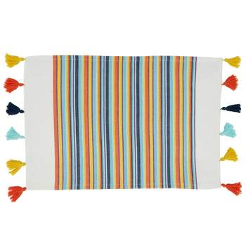 Saro Lifestyle Fiesta Stripe Placemat, 14"x20" Oblong, Multi (Set of 4)