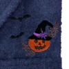 Linum Home Textiles 100% Turkish Cotton Unisex Terry Embroidered Bath Robe - Pumpkin Head - 3 of 3