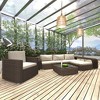 vidaXL 8 Piece Patio Lounge Set - Poly Rattan Outdoor Furniture with Cushions, Modular Design, Weather Resistant, Brown/Cream White - 2 of 4