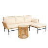 YOOCOZZ 3-Piece Outdoor Patio Rattan Sofa Set with a Table and High-Density Cushions - Light Yellow - 3 of 4