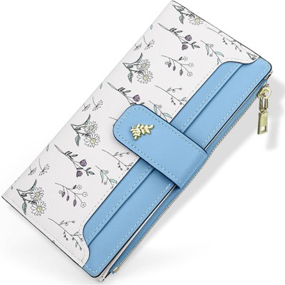 BEAFUP Wallet for Women - Cute Long Flower Wallet, Lightweight, & Easy-Use ID Window Cash Purse Multi-Functional Design for Daily Use & Travel