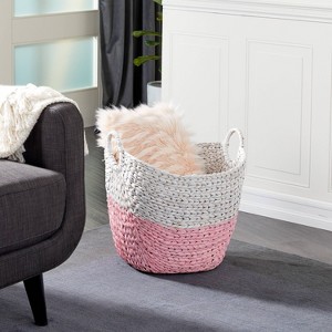 CosmoLiving by Cosmopolitan 19"x22"x17" Water Hyacinth Contemporary Storage Basket White: Large Wicker Kids Storage - 1 of 4