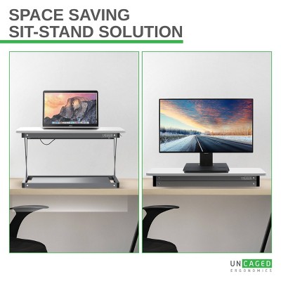 Elevate 27.5" White Steel Adjustable Standing Desk Converter