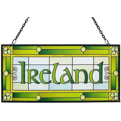 Slickblue Rectangular Irish Stained Glass Panel – Hanging Decor with 4 Celtic-Inspired Cultural Designs