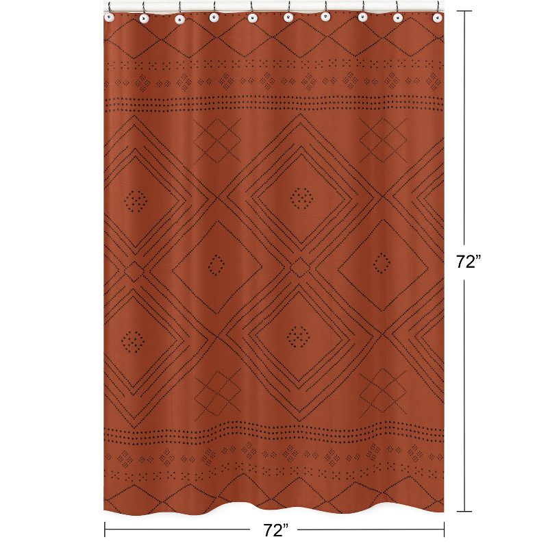 Sweet Jojo Designs Shower Curtain 72in.x72in. Boho Geometric Orange and Black, 4 of 7