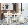 HomeStock 5-Piece Kitchen Table Set- 4 Dining Chairs with Linen Fabric Seat and Slatted Chair Back - Drop Leaves Dining Table - Linen White Finish - 2 of 4