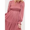 August Sky Women's Smocked Body Long Sleeves Midi Dress - 4 of 4
