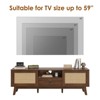 ORRD Rattan TV Stand Mid Century Modern | Boho Media Console with Storage Drawer & 2 Cabinets for Living Room，Walnut - 2 of 4