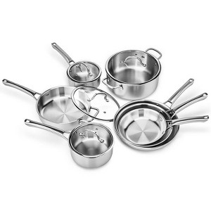 Karl Home Stainless Steel Cookware Set Tri-Ply Pots and Pans Set with Lids - 1 of 4