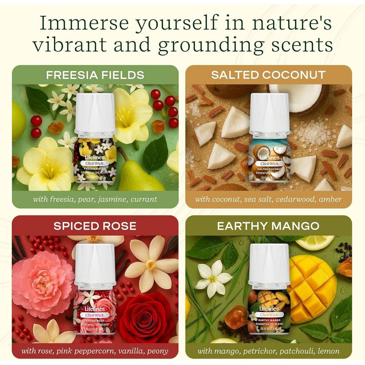 Lifelines 4pk Clickwick Lush Earth Collection Essential Oils - thumbnail 3